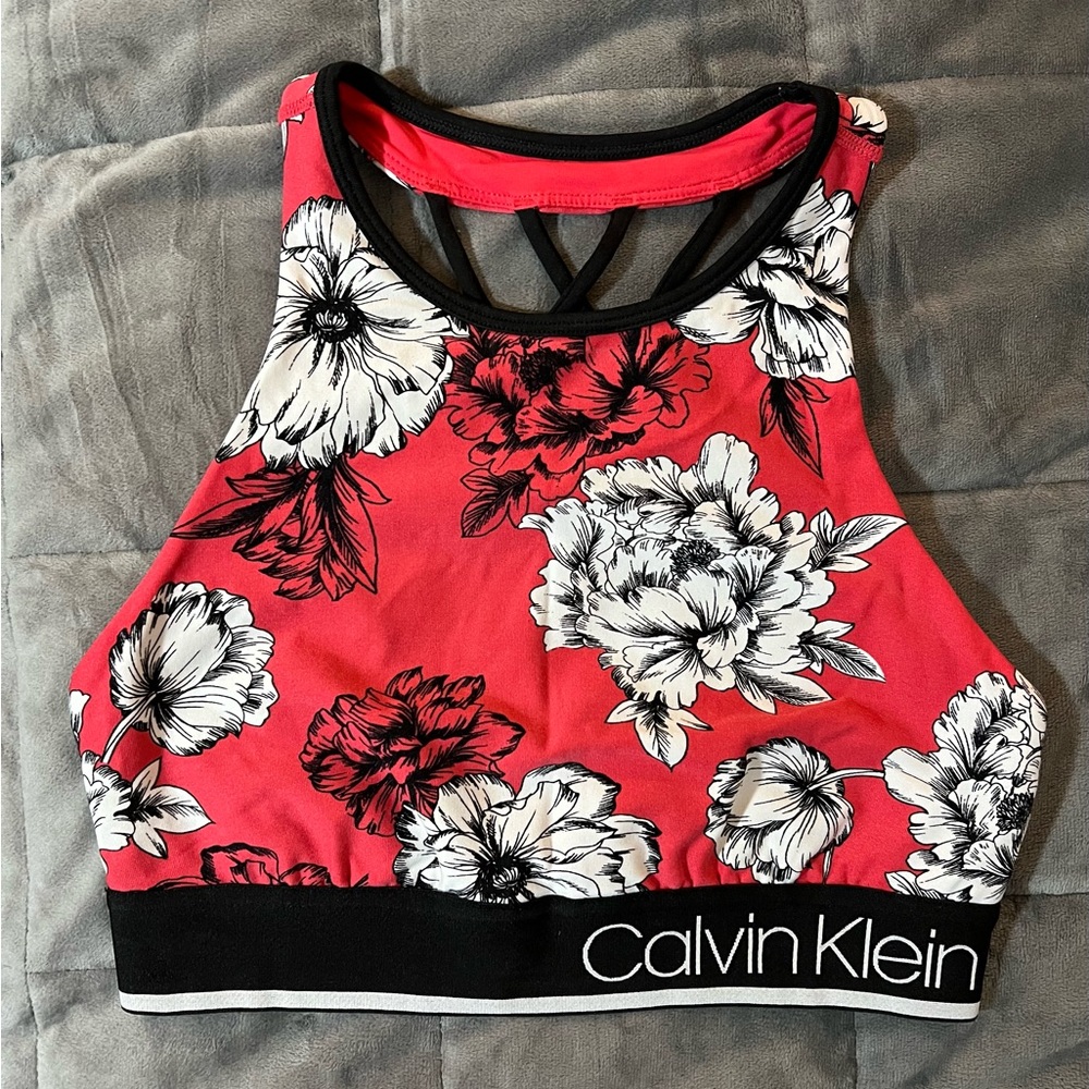 Calvin Klein Performance Floral Strappy Raceback Sports Bra
